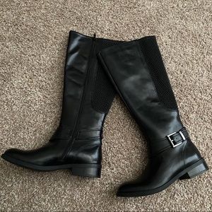 Clarks black leather tall boots size 5